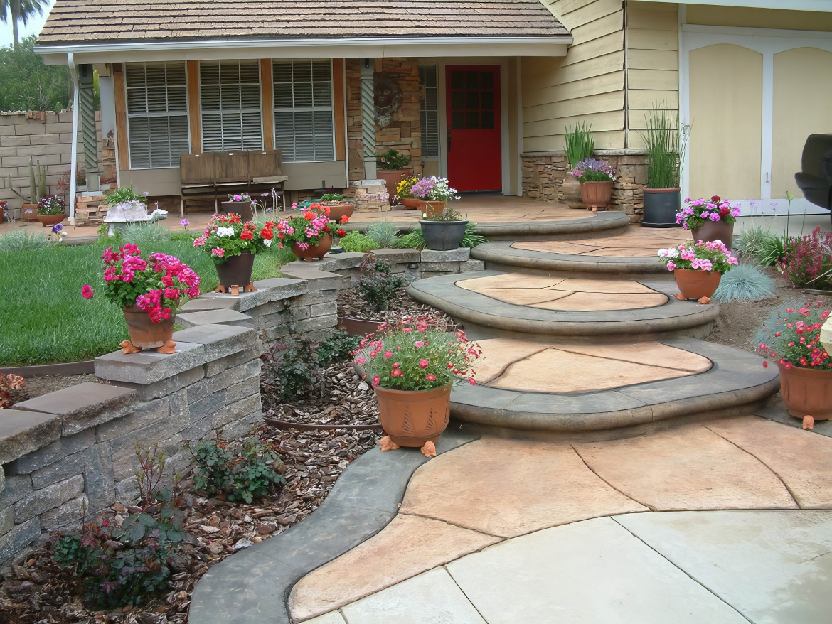 Lovely Colored Concrete Entry